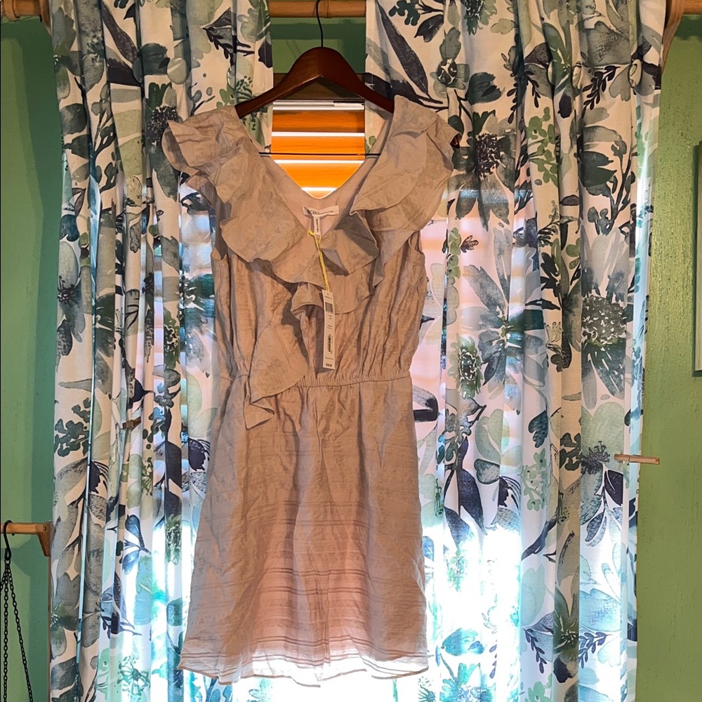 BCBGeneration beige Ruffle Mini Dress
